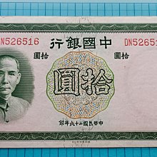 P1236中國銀行民國26年拾圓10元(双軌· 德納羅版)