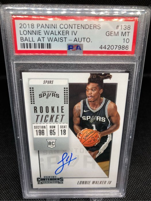 NBA 2018 Lonnie Walker IV Auto #138潛力新人RC簽名鑑定卡PSA 10滿分 卡面簽