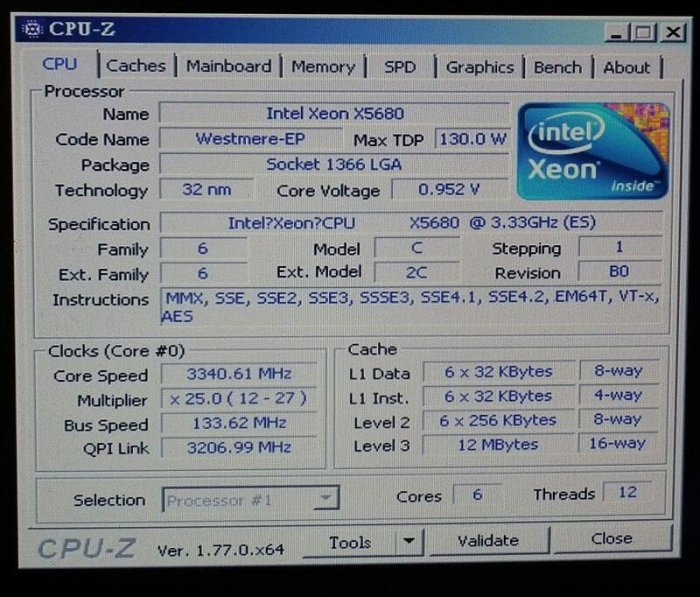 QS正顯X5680 XEON LGA1366 X58 CPU ES INTEL