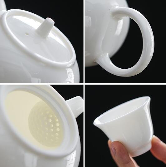 6721A 日式 簡約白瓷旅行茶組一壺四杯一盤套裝組 陶瓷泡茶壺茶杯組外出便攜茶具組茶道禮品