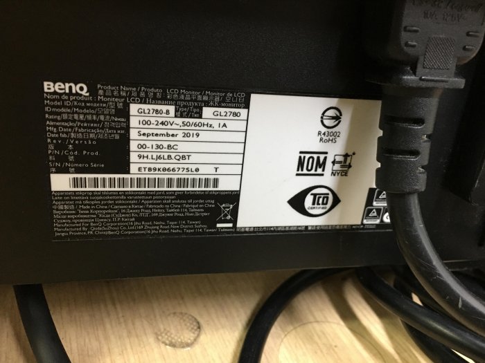 27吋LED液晶螢幕 BENQ GL2780-B (支援VGA~DVI~DP~HDMI)二手良品 $2000