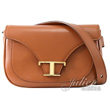 【茱麗葉精品】【全新精品 優惠中】TODS 專櫃商品 金屬LOGO小牛皮迷你翻蓋胸口包/腰包.棕 現貨