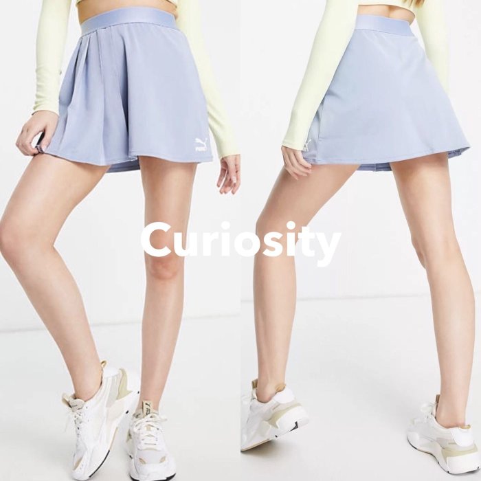 【Curiosity】PUMA 不對稱折線A字裙短裙 粉藍色 歐規XS號 $1980↘$1599免運