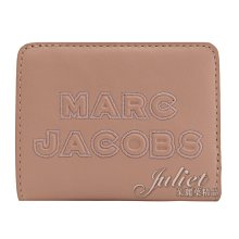 【茱麗葉精品】【全新精品 優惠中】MARC JACOBS 馬克賈伯 專櫃商品 刺繡LOGO全皮革扣式短夾.芭蕾粉 現貨