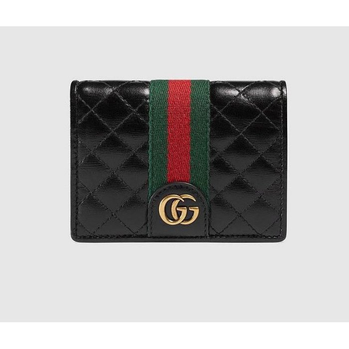 專櫃正品 GUCCI Double GG黑色白色菱形皮革短夾 零錢包卡包全新現貨 536453