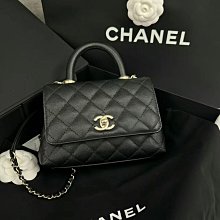 Chanel 香奈兒 mini coco handle 荔枝皮 手提鍊帶包 黑 現貨