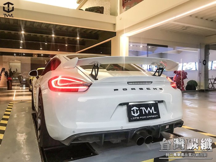 TWL台灣碳纖 全新 PORSCHE 保時捷 981 CAYMAN S GTS 升級GT4大尾翼ABS 素材