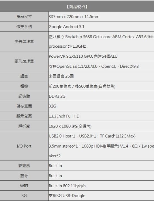 *網網3C*YOUTH X2 MG705(鋁合金黑) 13.3吋平板電腦13吋/八核ARM Cortex-A53 1.3