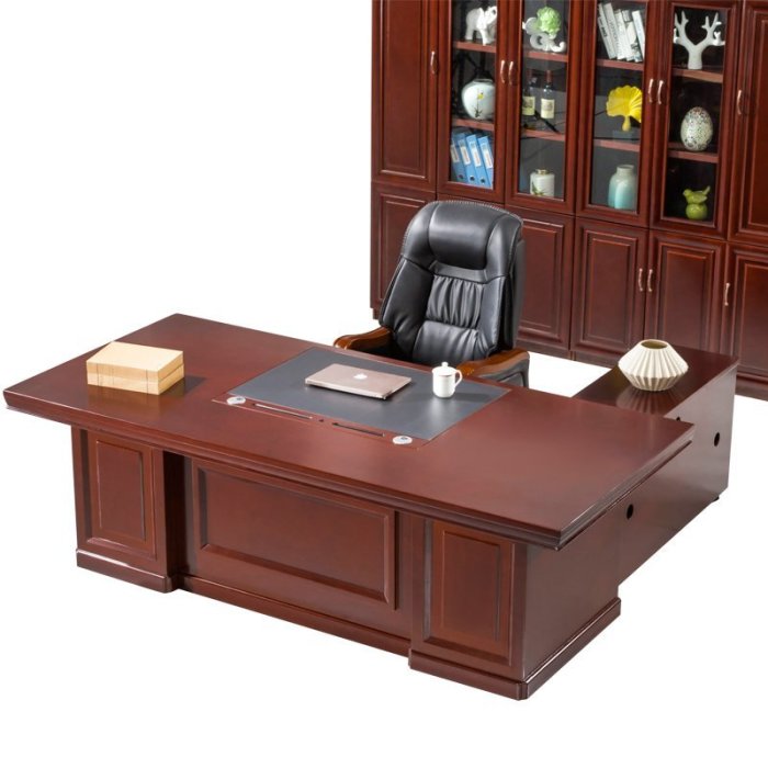 辦公家具大班臺老板桌椅組合簡約現代貼實木皮辦公桌經理主管桌橙子