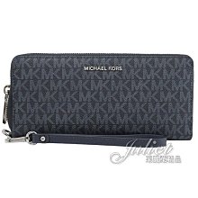 【茱麗葉精品】全新商品 MICHAEL KORS 專櫃商品 JET SET 印花手提拉鍊長夾.深藍 現貨