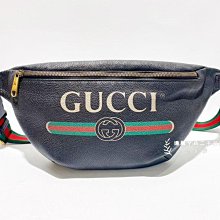 a11195 gucci 黑色牛皮塗鴉logo綠紅綠背帶腰包530412(遠麗精品 台北店)