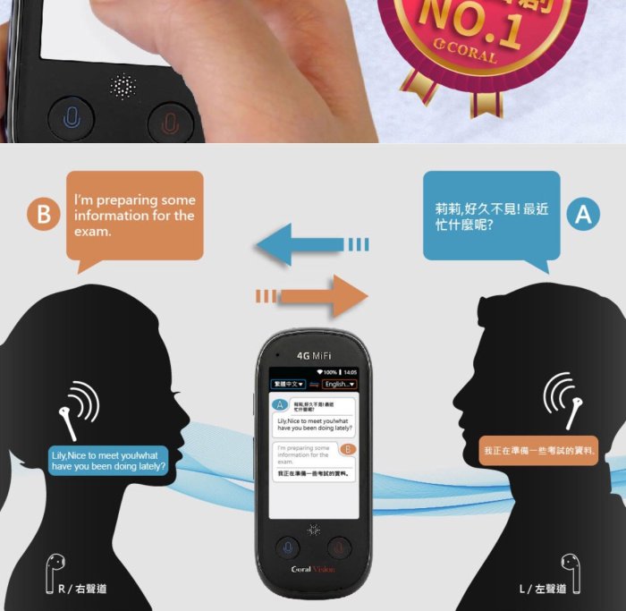 CORA公司貨  語神系列 MUN5 4G版 暨行動WiFi分享器 AI 語音翻譯機  拍照翻 口譯機
