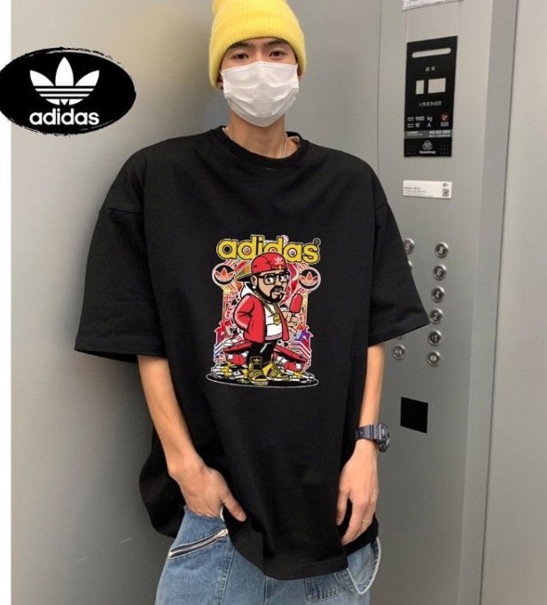 Adidas阿迪短袖 大碼棉質短袖T恤美式嘻哈卡通印花復古男女半袖打底tee恤寬鬆套頭衫上衣大學T 情侶款 359225