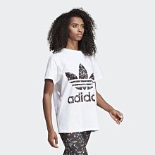 【Dr.Shoes 】Adidas Trefoil Tee 女裝 白 碎花 休閒運動 短袖T恤 DH4254