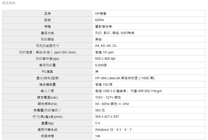 HP LJ M28W M28w M28 28W 無線黑白雷射印表機 非M26NW