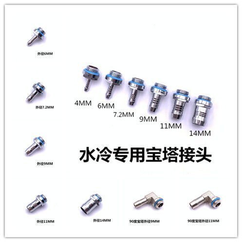 水冷軟管接頭 水冷接頭 G1/4 2分螺紋 90°寶塔接頭 多種規格可選~ 特價