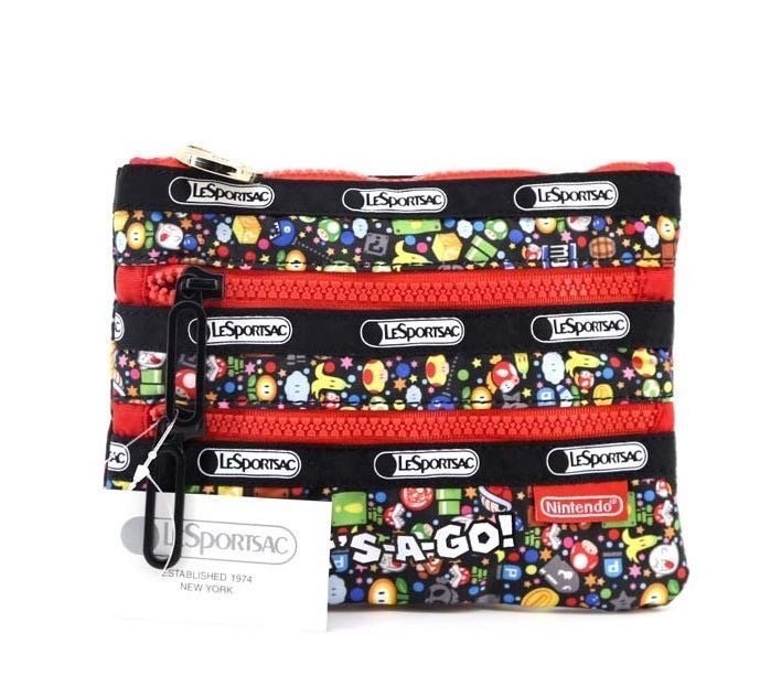 限量促銷商 現貨 LeSportsac x Nintendo 3 zip 瑪麗歐 化妝包 收納袋 瑪利歐 任天堂 7158 降落傘防水