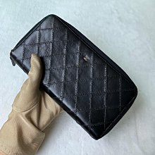 翡翠王.一元起標保證正品 高價品當場面交驗貨 CHANEL 黑色菱形格拉鏈長夾.有假包退.標多少賣多少