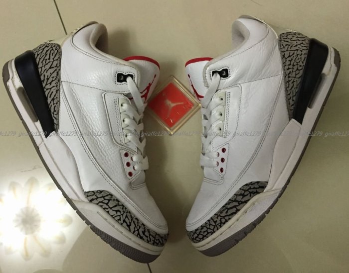 2手美品NIKE AIR JORDAN 3 RETRO喬丹三代爆裂紋灌籃大賽原版配色10