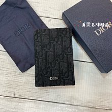 《真愛名牌精品》DIOR 2ESCH138YSE 黑花 單寧 緹花布 對開 卡片套 *全新*代購