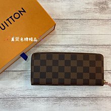 《真愛名牌精品》LV N41626 棋盤格窄版拉鍊長夾(內裡芭蕾粉)*全新品*代購