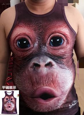 【上品居家生活】紅毛猩猩背心-3D搞笑/惡搞輕薄透氣 尺寸S, M, L, XL, 2XL, 3XL, 4XL, 5XL