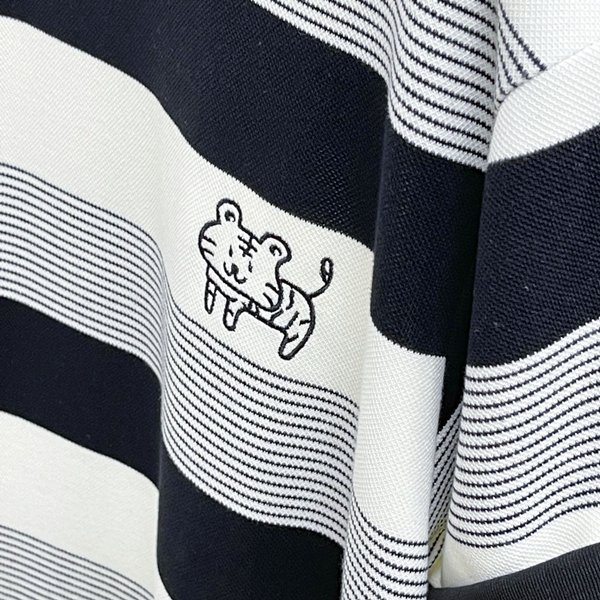 歐單 新款 法式簡約 減齡小老虎 個性條紋 彈力針織 寬鬆顯瘦懶人T恤裙 短袖洋裝 (Y1108)