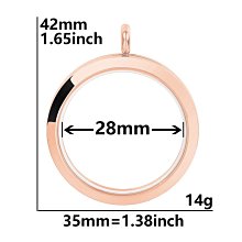 平安符吊墜35mm玫瑰金項鍊可開玻璃項鍊幸運物項鍊符令吊墜朱砂盒嘎烏盒螺紋不銹鋼 圓形光面玻璃相盒吊墜