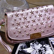 Jimmy Choo Star Studded suede Clutch 星星卯釘箕皮手拿包 玫瑰銀色 現貨