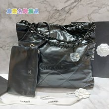 《真愛名牌精品》CHANEL AS3261 黑色霧面 小牛皮 中號 黑字 22包 購物包 金幣包 *全新*代購