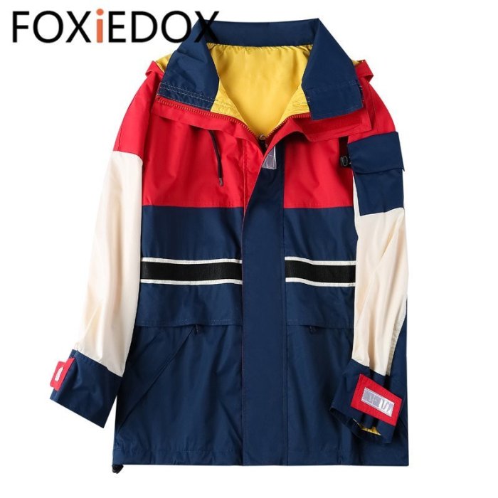 現貨熱銷-FOXIEDOX拼色沖鋒衣戶外男女防水三合一可拆卸登山服潮牌韓國外套