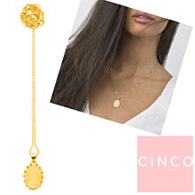 CINCO 葡萄牙精品 AMELIA NECKLACE 925純銀鑲24K金 硬幣項鍊 簡約橢圓項鍊