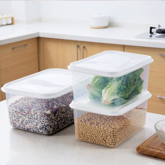 品如衣櫃 置物架 调料盒 居家家 帶蓋塑料保鮮盒冰箱水果盒子 長方形雜糧密封盒蔬菜收納盒