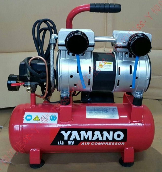 =SS-ㄚ樟的店=免運(含稅) YAMANO 山野牌 2HP 9L  靜音 無油 直接式空壓機附6米伸縮管/吹塵槍/接頭