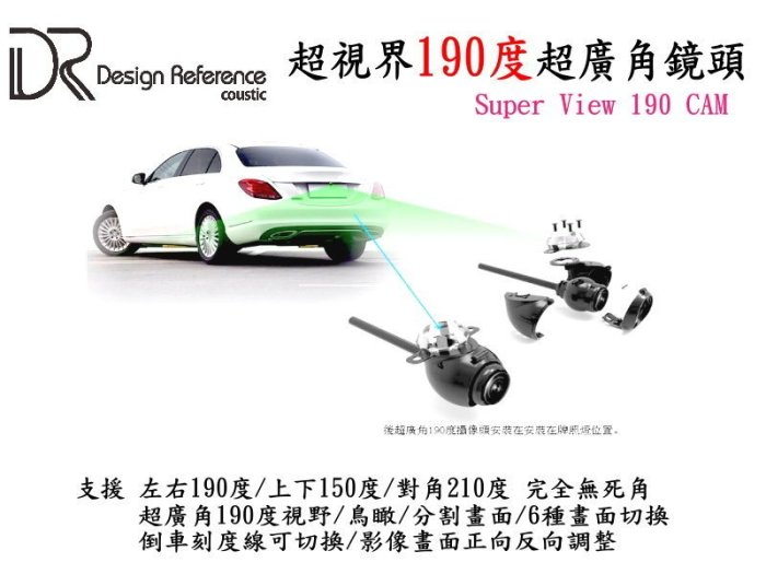 DR coustic 超視界 Super View 190 度攝影鏡頭 (倒車顯影/倒前車顯影)取代新視界180M