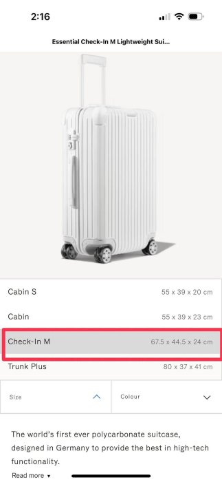 RIMOWA Essential Check In尺寸M 26吋白色全新行李箱拉鍊款