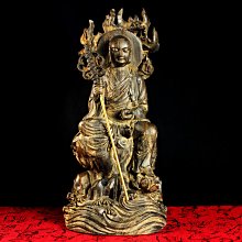 【桑園の】印尼沉香 實木雕 地藏王菩薩 精美 雕像 盒附 Q 6032