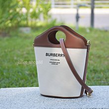 【茱麗葉精品】全新精品 BURBERRY 專櫃商品 8046242 Pocket燙印LOGO帆布兩用水桶包.咖邊 現貨