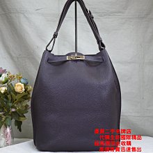 優買二手精品名牌店 HERMES SO KELLY 26 紫 荔枝皮 銀釦 凱莉包 肩背包 斜背包 水桶包 NOE 美