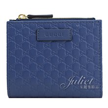 【茱麗葉精品】《全新精品》GUCCI 專櫃商品 510318 經典小雙G LOGO小牛皮零錢扣式短夾.藍 預購