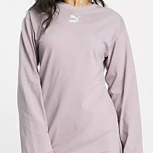 (嫻嫻屋) 英國ASOS-Puma 藕紫色Classics Tee Dress圓領長袖中短裙洋裝 現貨UK8