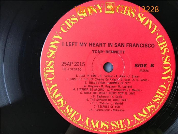 黑膠唱片Left My Heart In San Francisco Tony Bennett Great  J版黑膠L