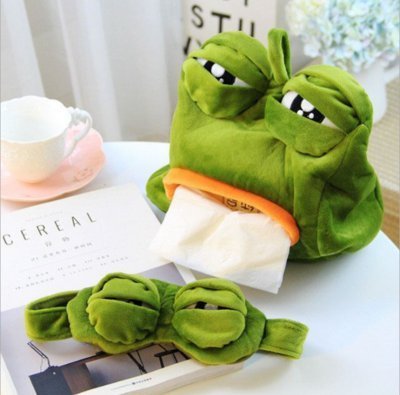 ??悲傷的青蛙眼罩✨精神污染 紙巾抽 sad frog 搞笑?✨