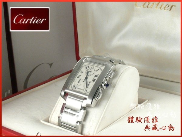 【宏恩典精品】【W9093】CARTIER 卡地亞錶 2303 TANK 坦克系列 男錶 三眼計時功能~時尚潮流錶款~