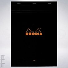 法國 RHODIA Head-Stapled Notepad A4 N18 上掀式筆記本: 黑色/Black