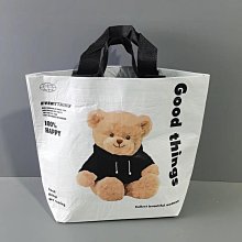＝86號店=預購韓國品牌 雙面防水材質 黑白配色 小熊圖案印花 購物袋手提袋收納袋 如圖色