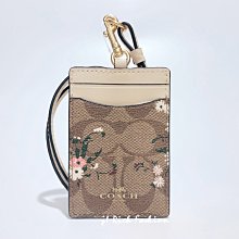 就愛精品店❤️ COACH 限量款卡其米白色花圖案PVC材質 ID證件夾 #6855