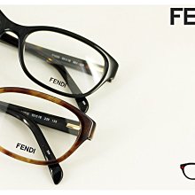 【My Eyes 瞳言瞳語】FENDI 義大利品牌 純黑色膠框光學眼鏡 高雅質感 專業感OL 小臉型佳 (F1033)