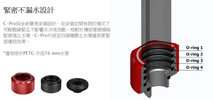 [地瓜球@] 曜越 Tt Pacific C-Pro G1/4 PETG Tube 16mm 硬管 管接頭