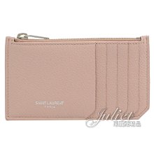 【茱麗葉精品】全新精品 YSL 專櫃商品 458583 經典荔枝牛皮素面卡片零錢包.柔粉 現貨